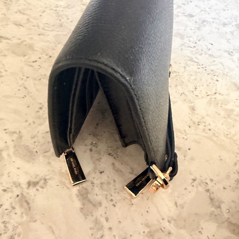NWOT Michael Kors Black Leather Zip Wristlet with Gold Logo - Picture 6 of 9